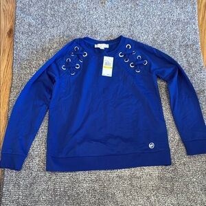 Micheal Kors Blue Lace-Up Sweatshirt